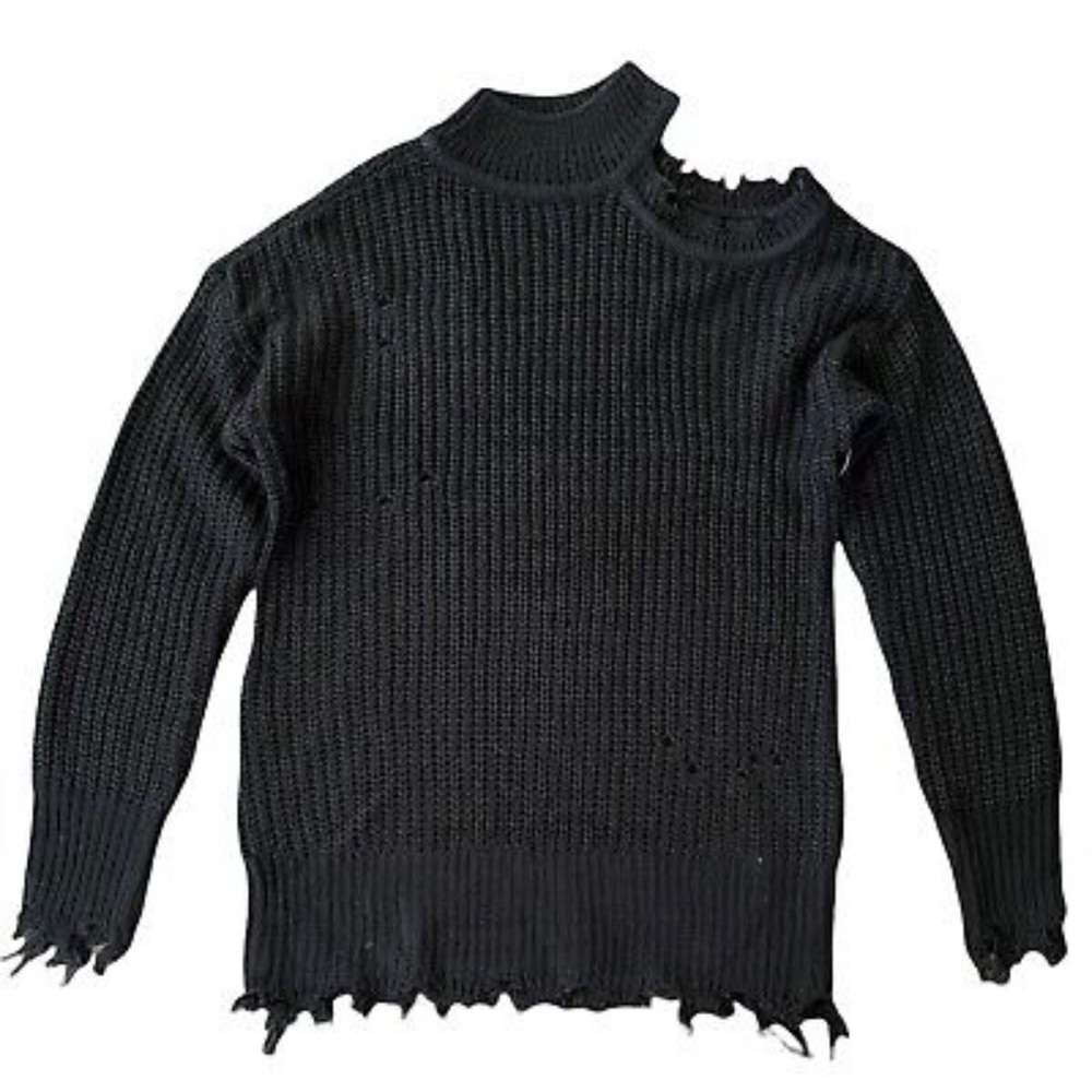 Cold Shoulder Distressed Sweater - Picture 5 of 5